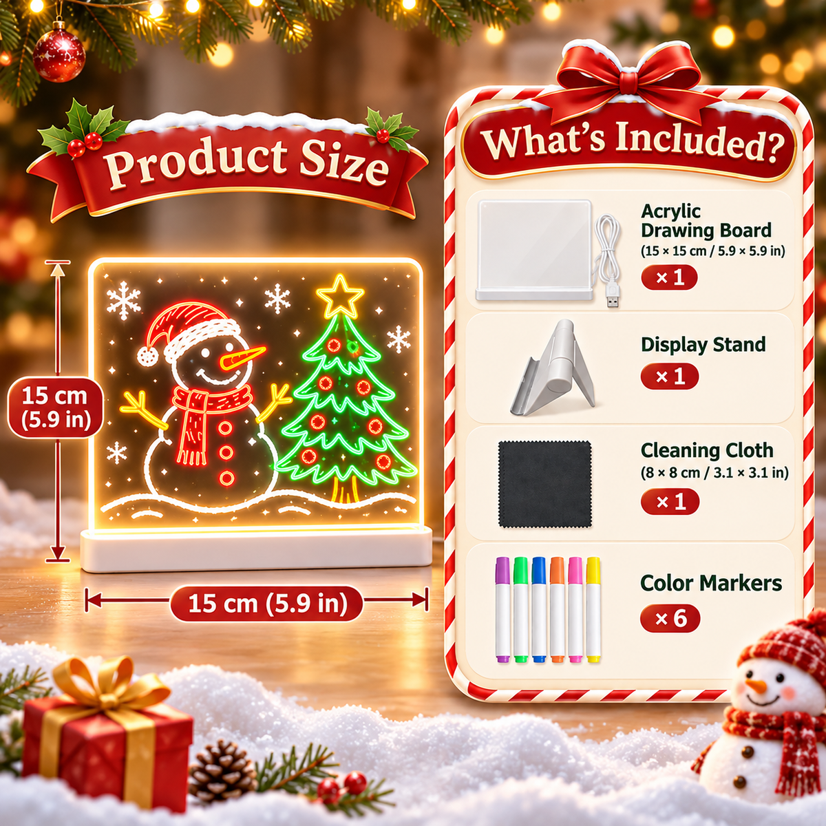 🎄🎁 BUY 1 GET 1 FREE | Kids LED Drawing Board ✨🎨 | Perfect Christmas Gift 🎅