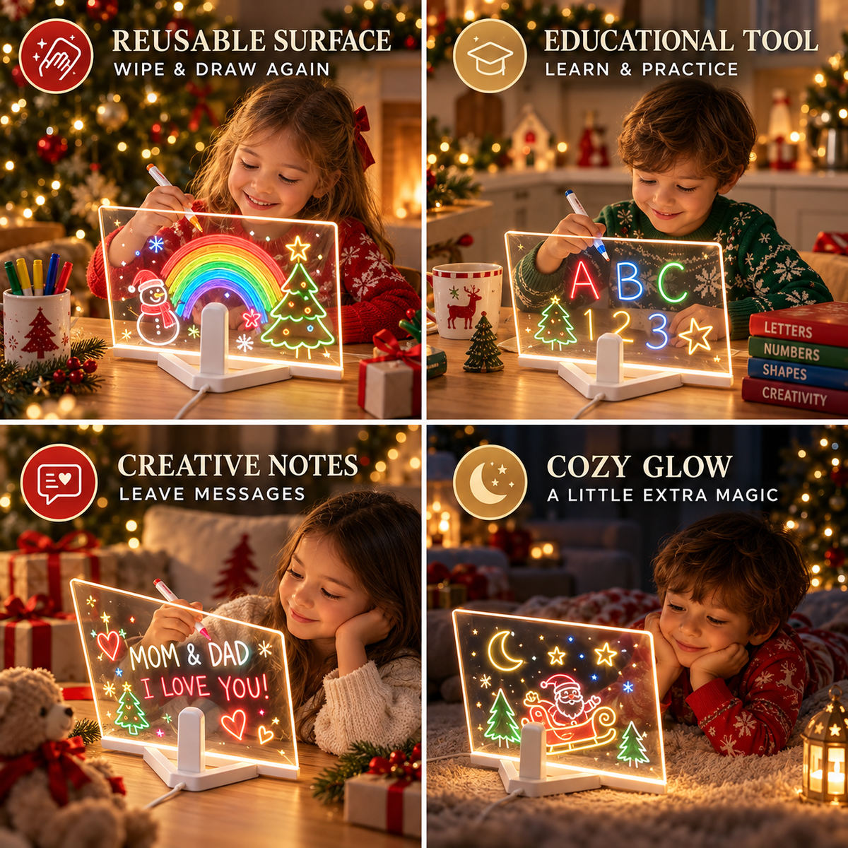 🎄🎁 BUY 1 GET 1 FREE | Kids LED Drawing Board ✨🎨 | Perfect Christmas Gift 🎅