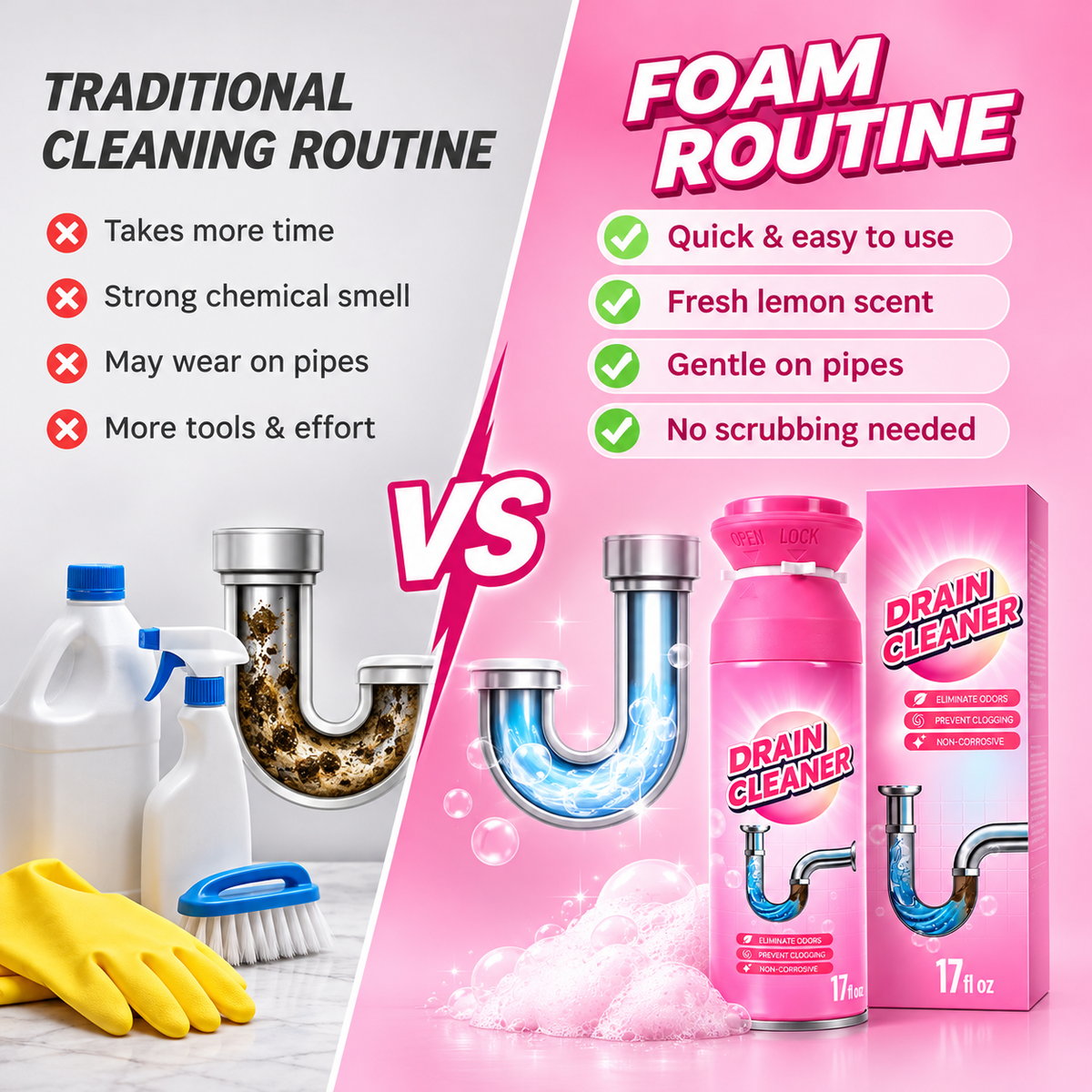 🎁 BUY 1 GET 1 FREE – Foam Drain Cleaner 🫧