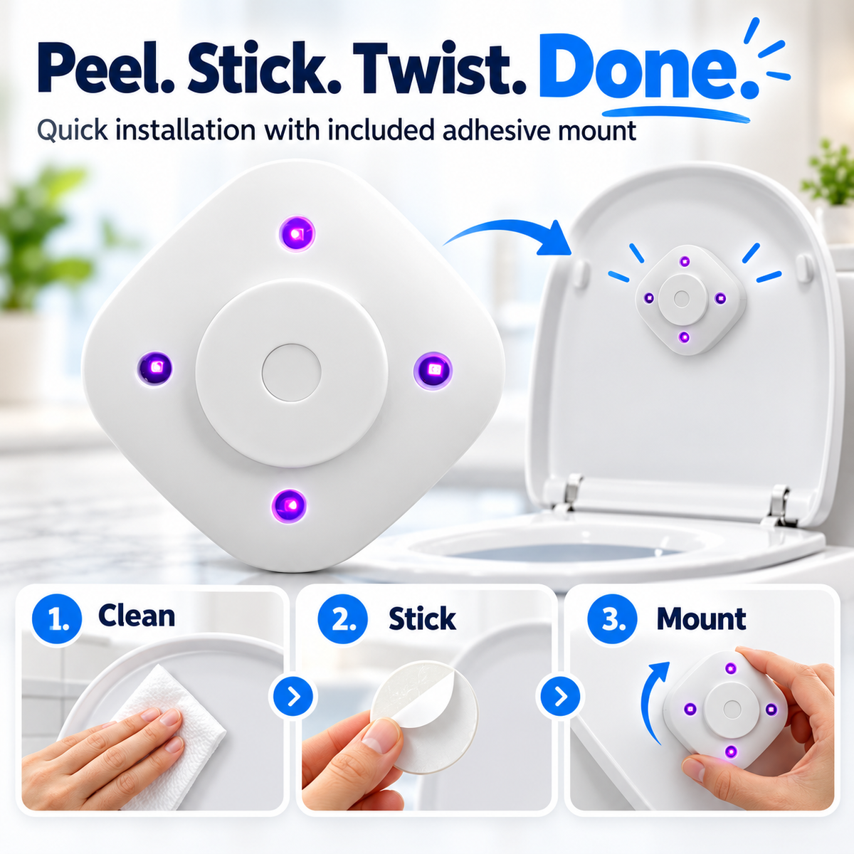 🦠 Tired of worrying about bathroom hygiene? Make everyday toilet care easier with our Smart UV Toilet Sanitizing Light! 🛡️