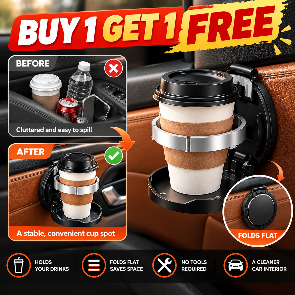 🔥 BUY 1 GET 1 FREE 🔥 Car Door Cup Holder 🚗🥤