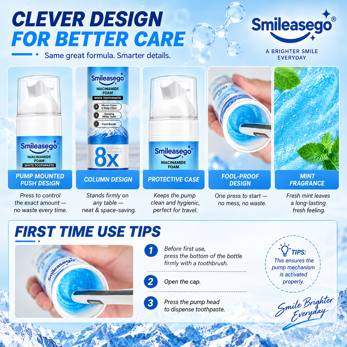【Family Value Pack】Smileasego®Niacinamide Whitening Toothpaste for a Brighter, Fresher Smile