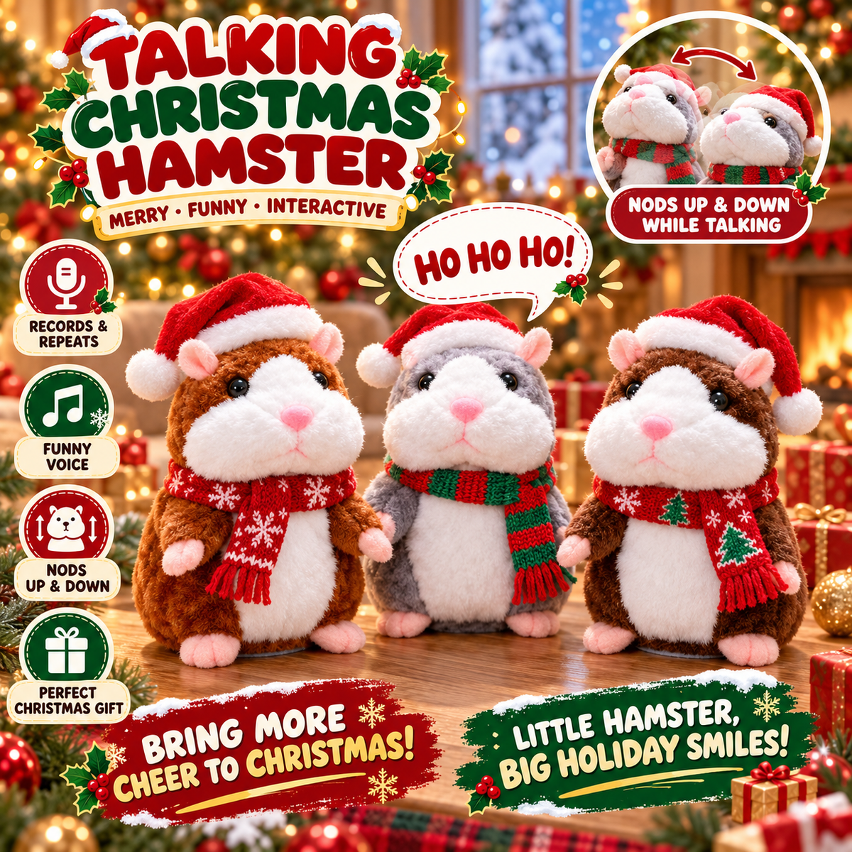 🎄🐹 Talking Christmas Hamster – The Holiday Toy That Talks Back! 🎁