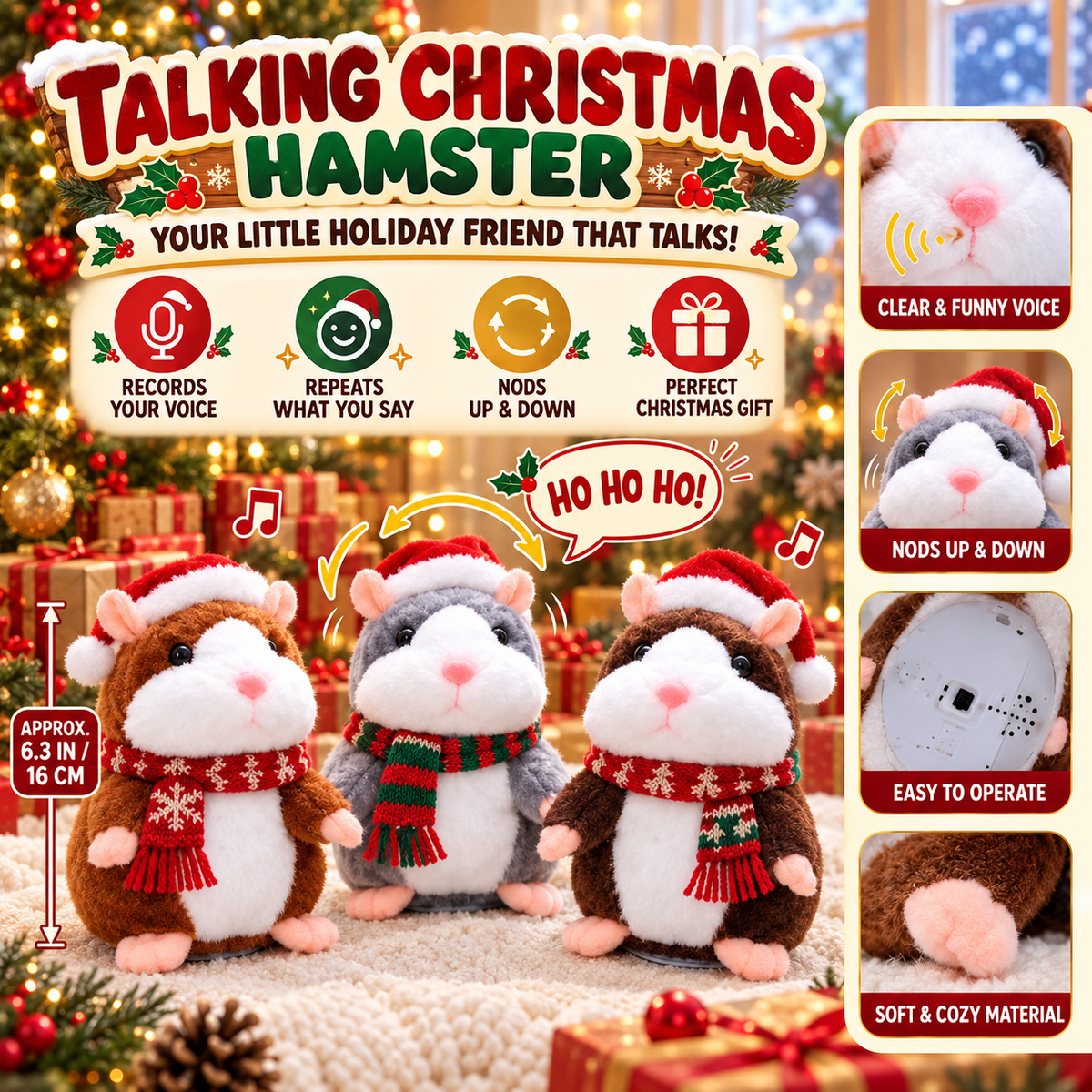 🎄🐹 Talking Christmas Hamster – The Holiday Toy That Talks Back! 🎁