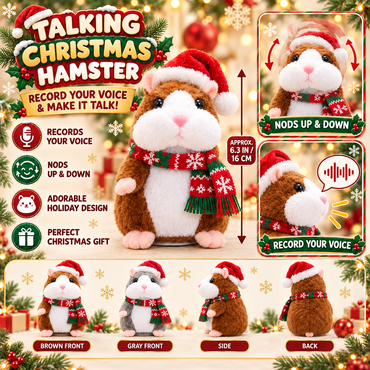 🎄🐹 Talking Christmas Hamster – The Holiday Toy That Talks Back! 🎁