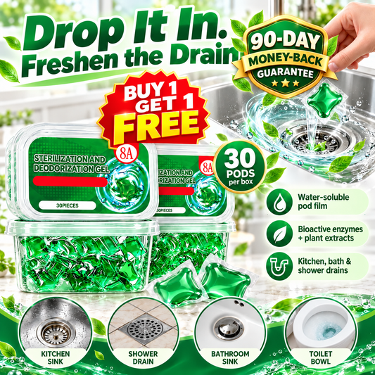 Bio-Enzyme Drain Deodorizer Capsules, 1 Box (30 PCS) 🚿