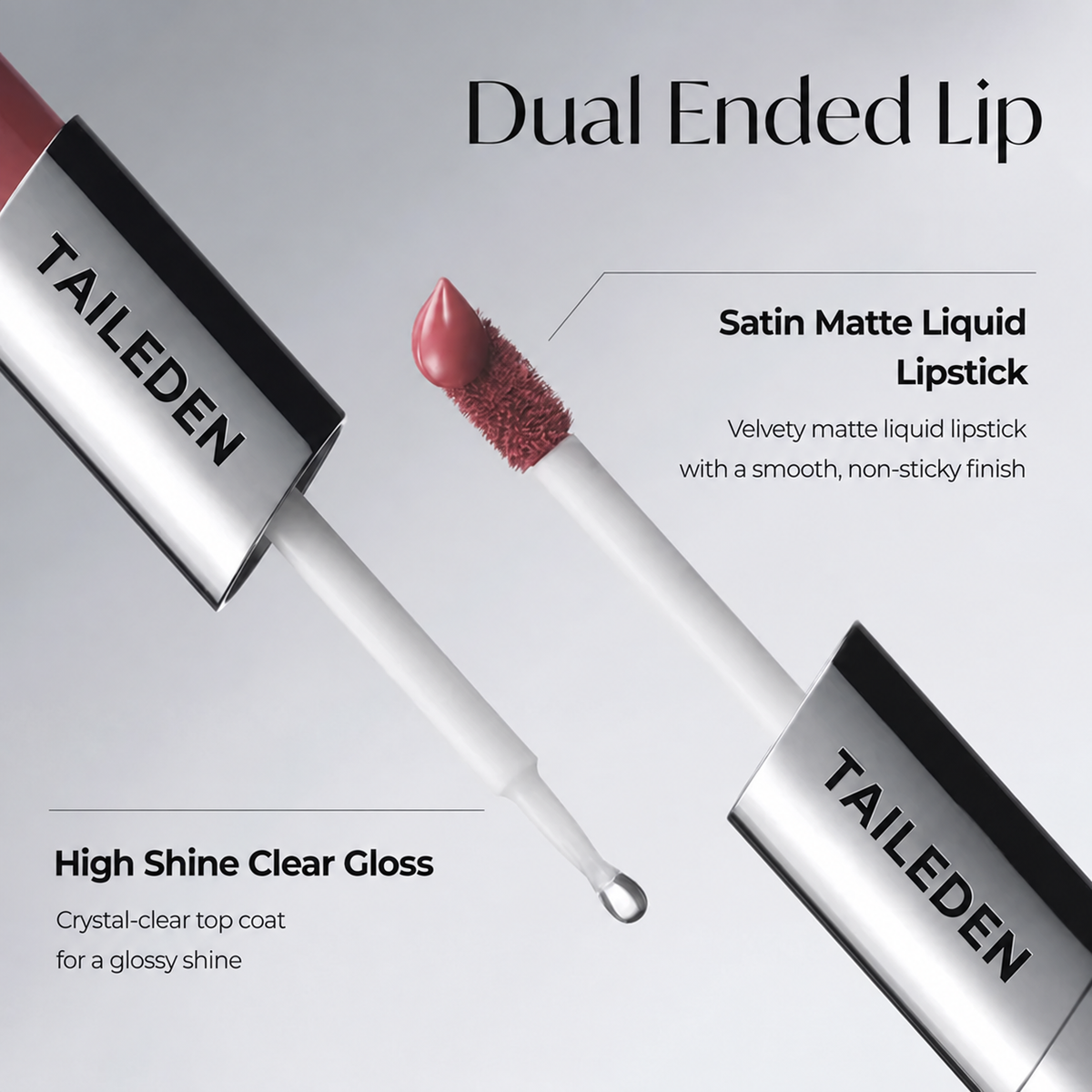 Perfect Twin Lip — Dual-Ended Liquid Lipstick with Velvet Matte Color and Glossy Shine