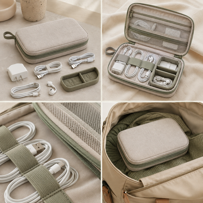 Aonlo CableNest Electronics Organizer Case four-view product overview