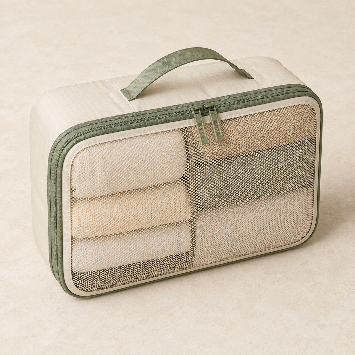Aonlo CompressFold zipper mesh and handle detail