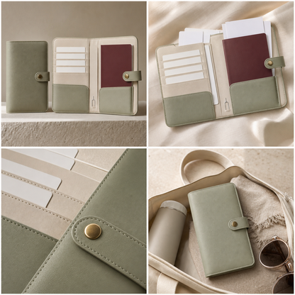Aonlo JourneySafe Passport Wallet four-view product overview