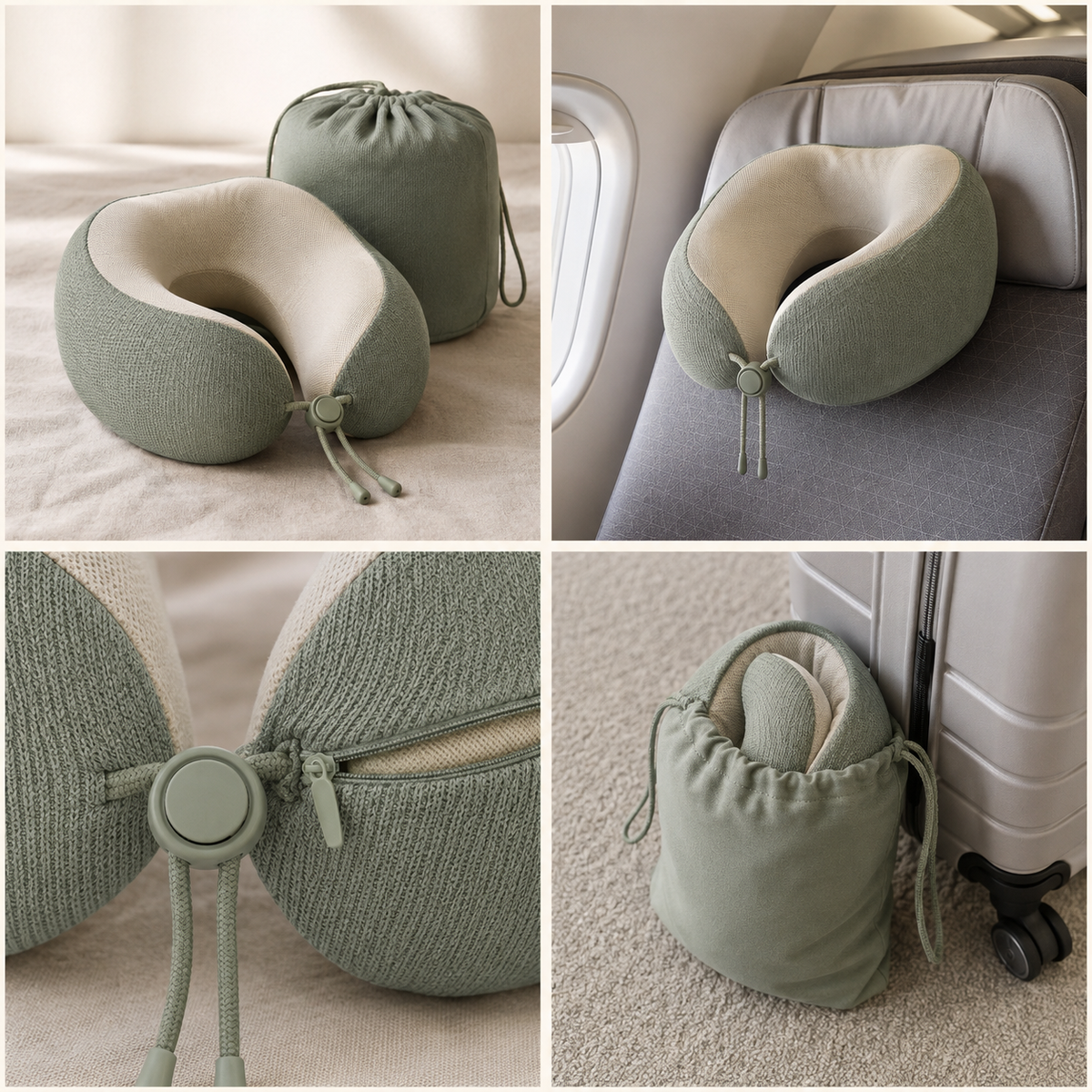 Aonlo RestCurve Travel Neck Pillow four-view product overview