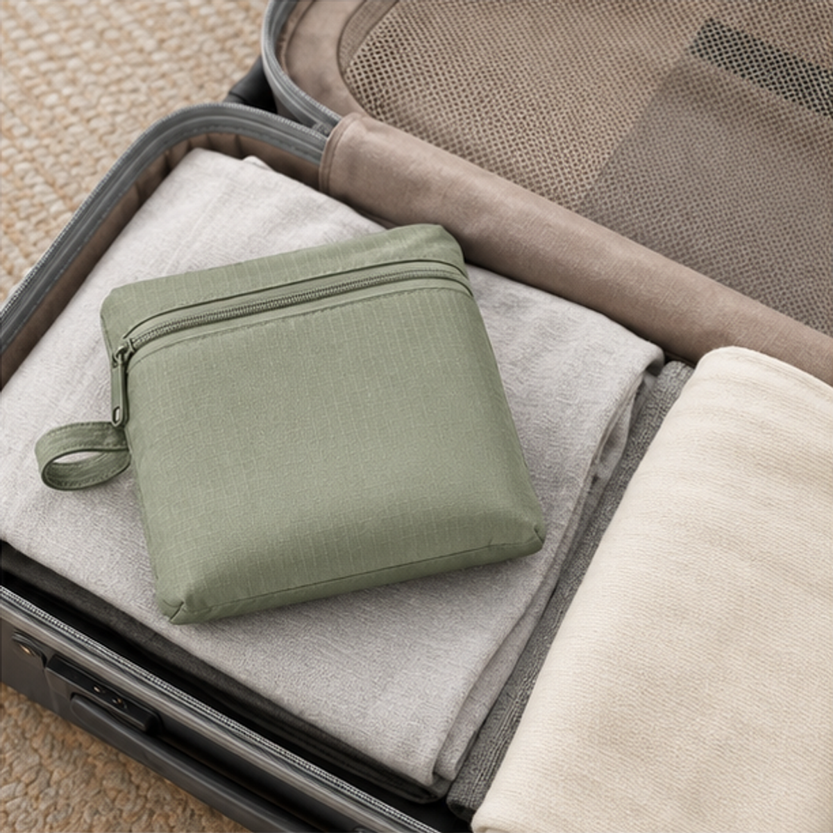 Aonlo ReturnReady Foldable Laundry Bag organized for travel