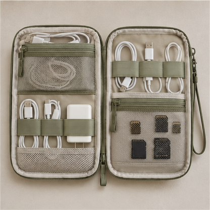 Aonlo WireWise Travel Tech Pouch in a travel setting