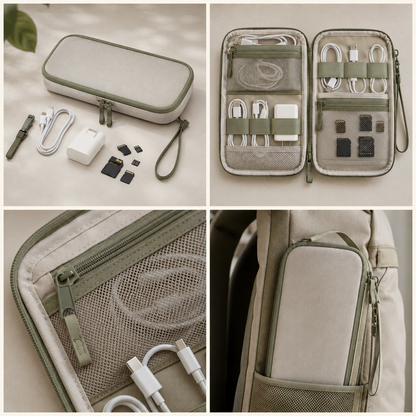 Aonlo WireWise Travel Tech Pouch four-view product overview
