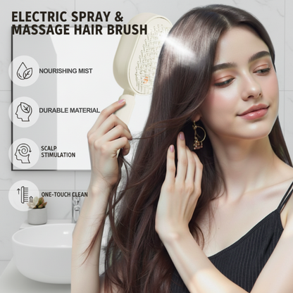 Electric hairbrush with spray and massage