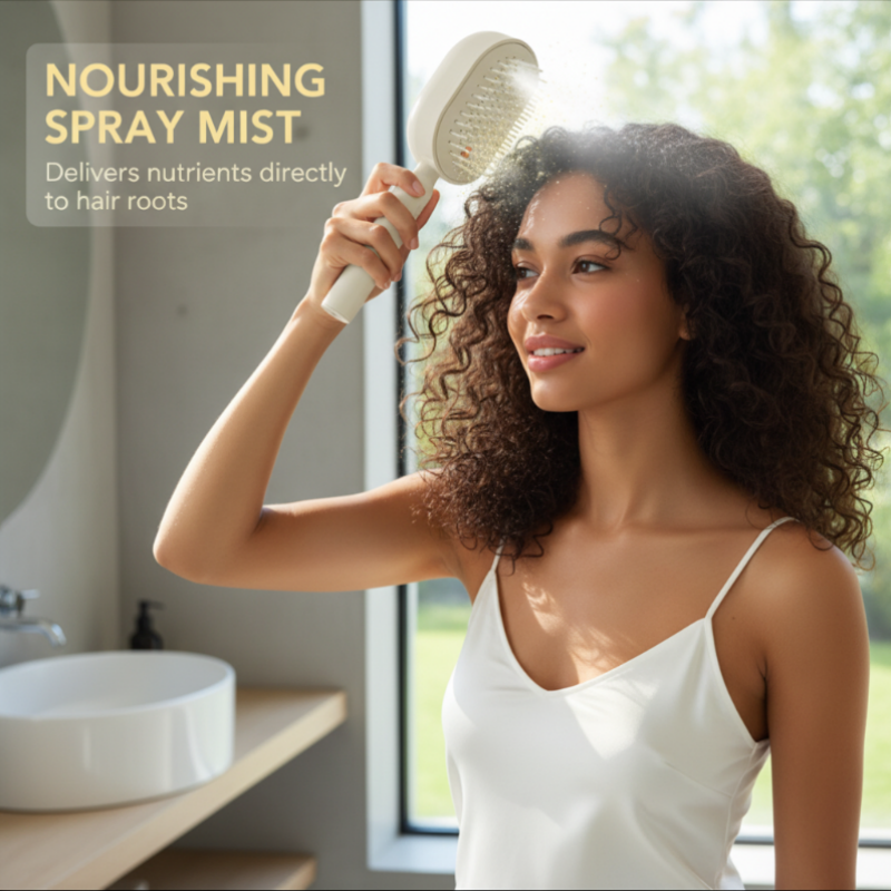 Electric hairbrush with spray and massage